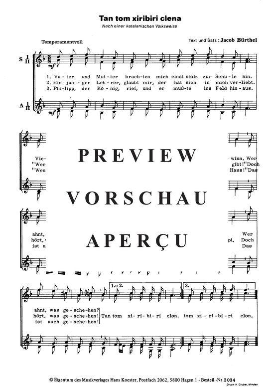 Product picture to: Tan tom xiribiri clena nach einer katalanischen Volksweise