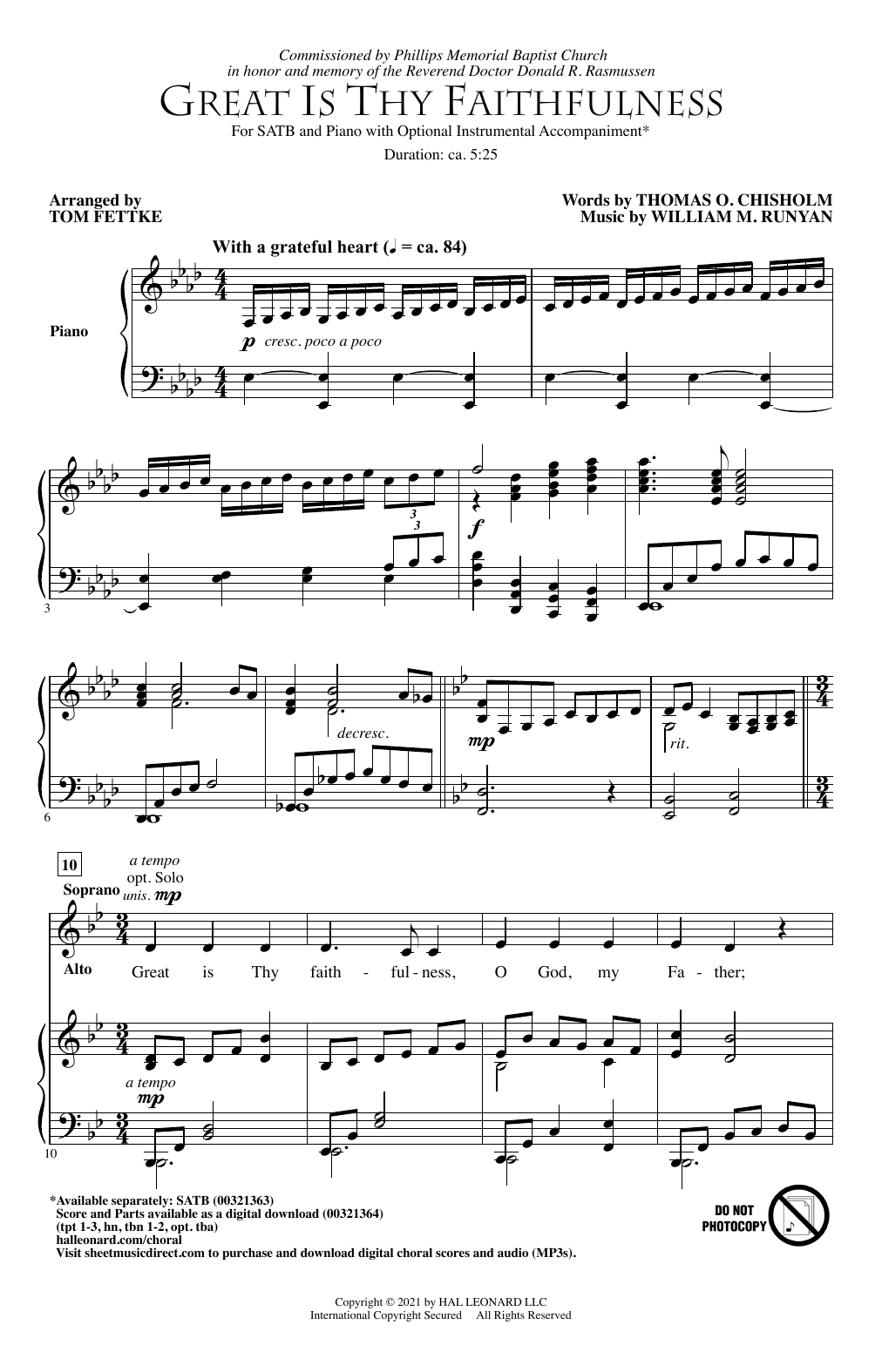 Produktbild zu: Great Is Thy Faithfulness (arr. Tom Fettke)
