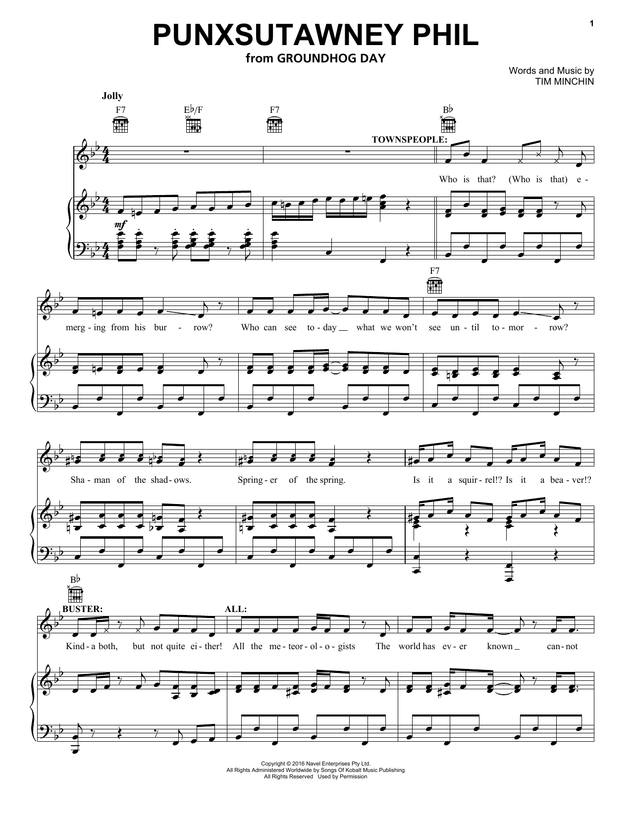 Produktbild zu: Punxsutawney Phil (from Groundhog Day The Musical)