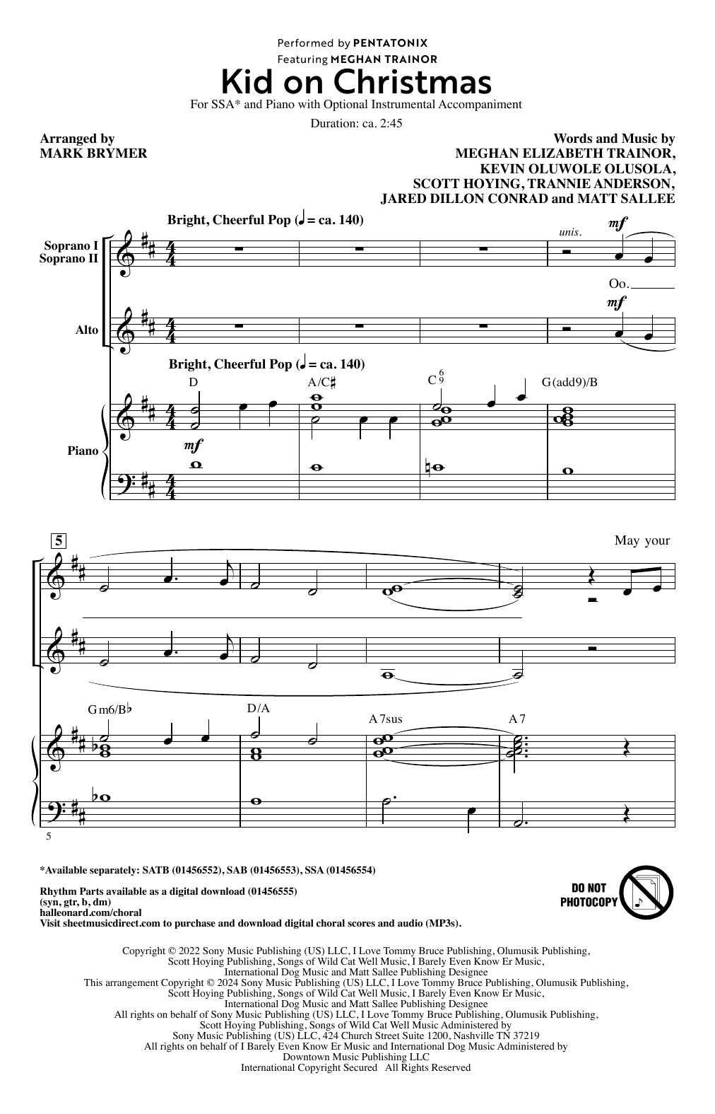 Produktgalerie: Seite 1 von 1 Kid On Christmas (feat. Meghan Trainor) (arr. Mark Brymer), Pentatonix, Chor