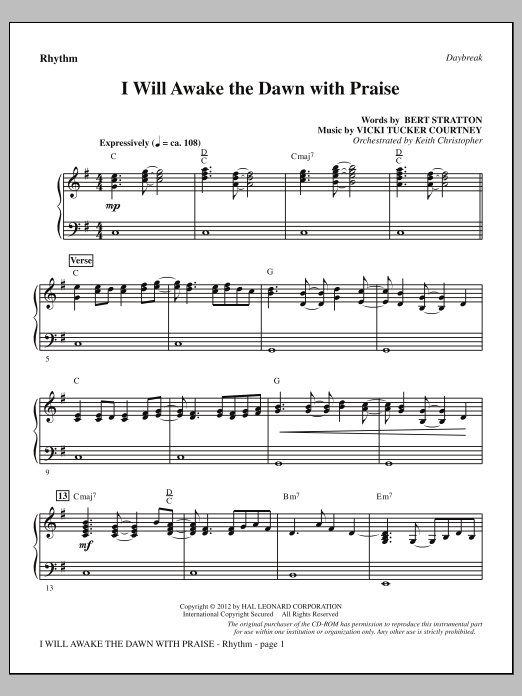 Product picture to: I Will Awake The Dawn With Praise - Rhythm