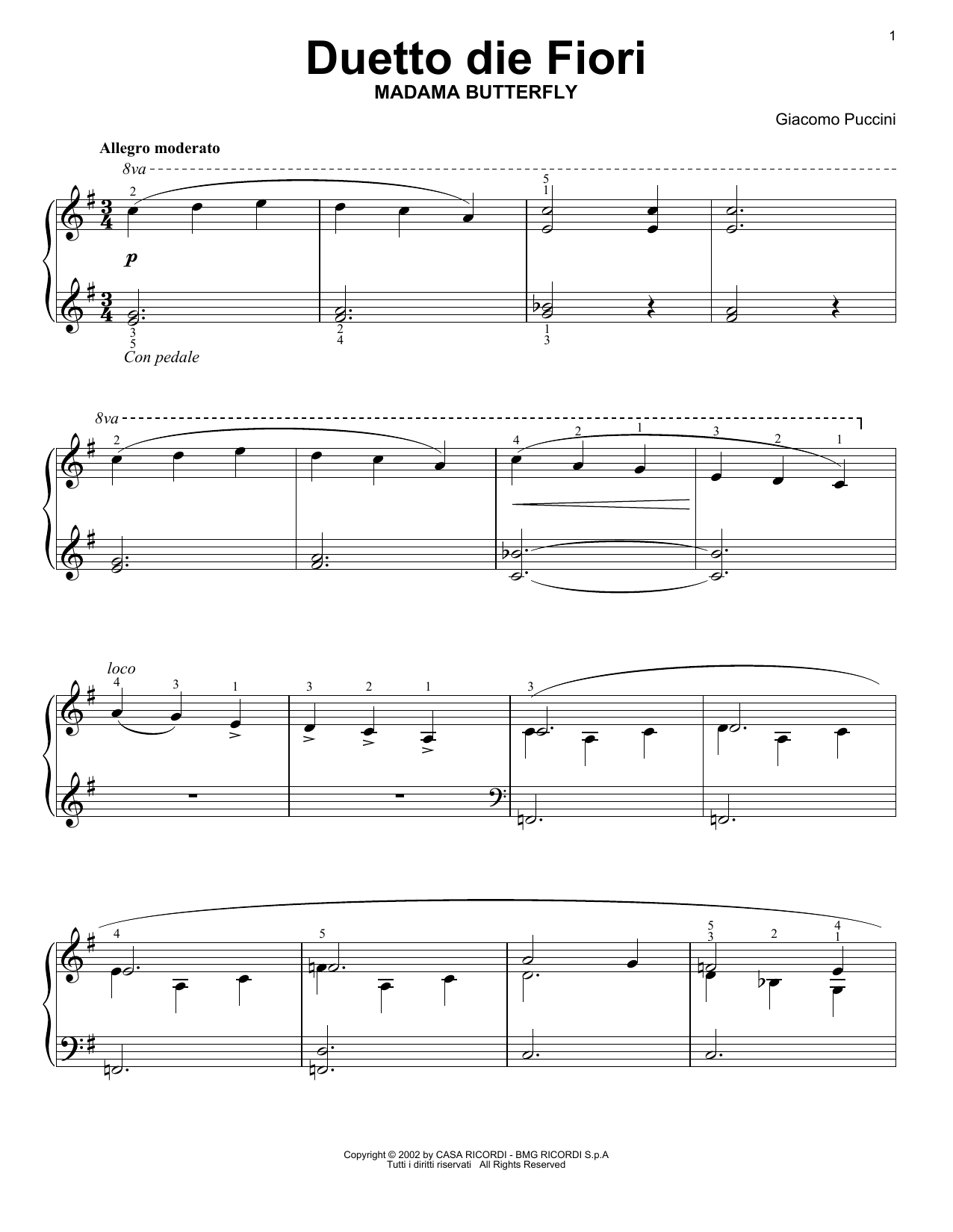 Produktgalerie: Seite 1 von 1 Flower Duet, Giacomo Puccini, Klavier