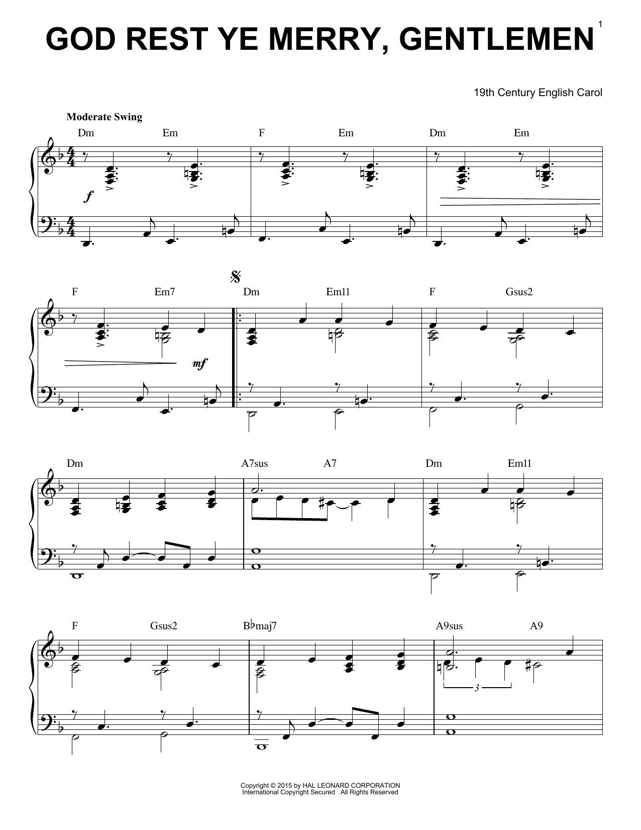 Product gallery: Page 1 of 1 God Rest Ye Merry, Gentlemen [Jazz version] (arr. Brent Edstrom), 19th Century English Carol