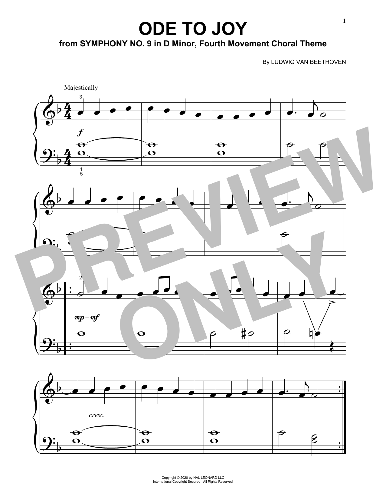 Product gallery: Page 1 of 1 Ode To Joy, Ludwig Van Beethoven