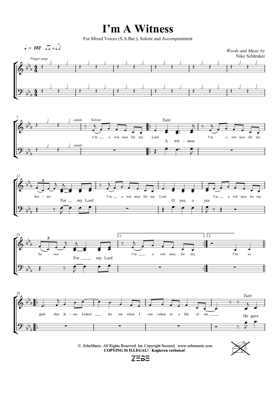 gallery: I´m a Witness, , Gemischter Chor SAM/Solo opt. und Klavier