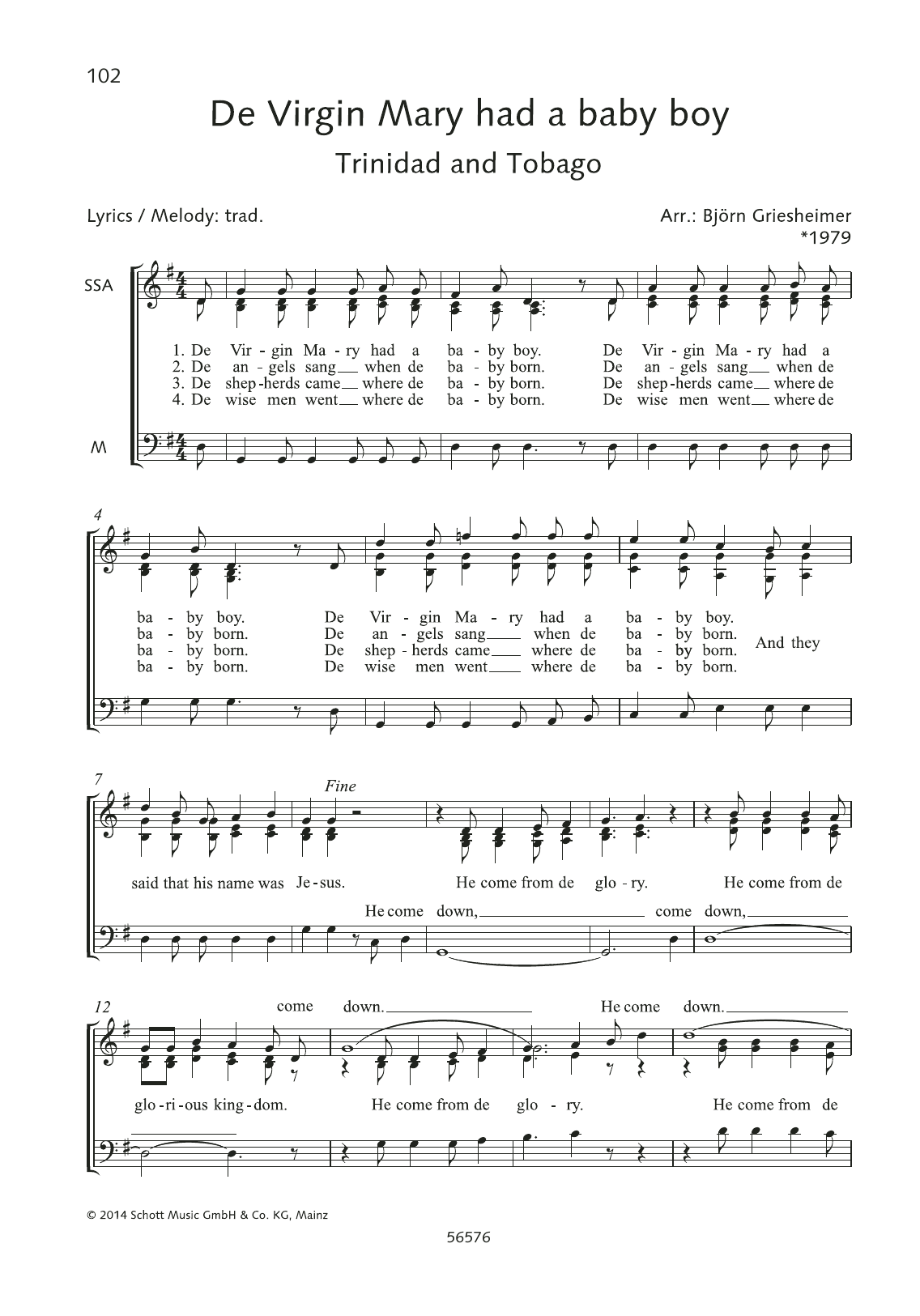 Produktgalerie: Seite 1 von 1 De Virgin Mary had a baby boy, Björn Griesheimer, Chor
