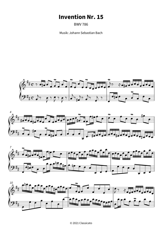 Produktbild zu: Invention Nr. 15 - BWV 786 Johann Sebastian Bach