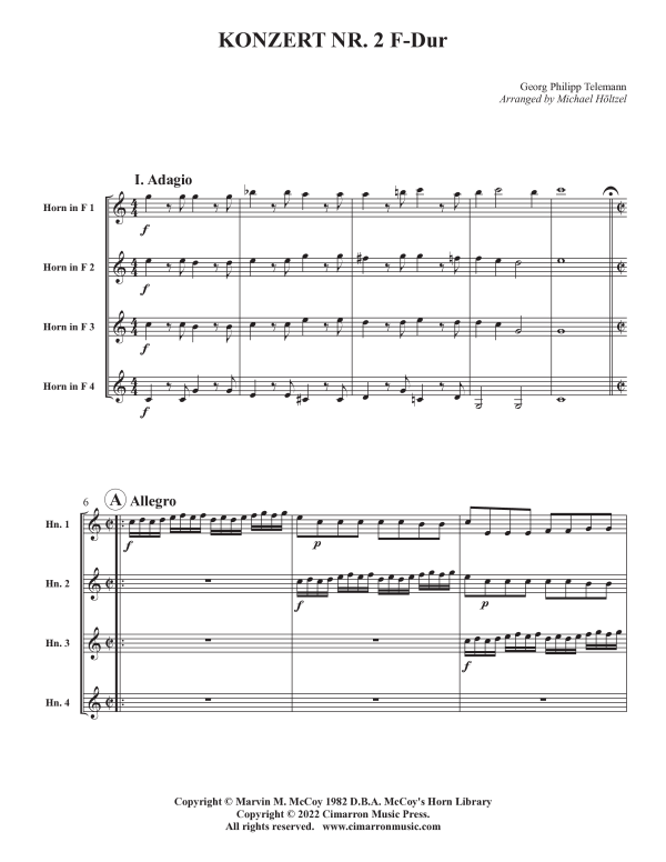 Product picture to: Konzert No. 2 in F-DurGeorg Phillip Telemann