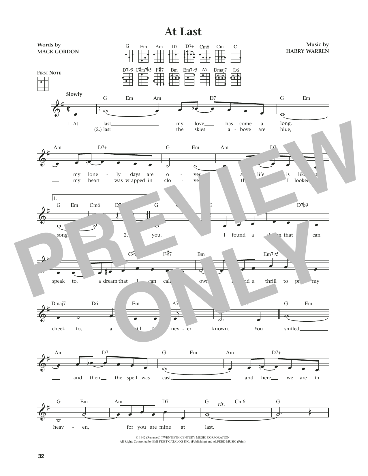 Produktgalerie: Seite 1 von 1 At Last (from The Daily Ukulele) (arr. Jim Beloff), Etta James, Ukulele