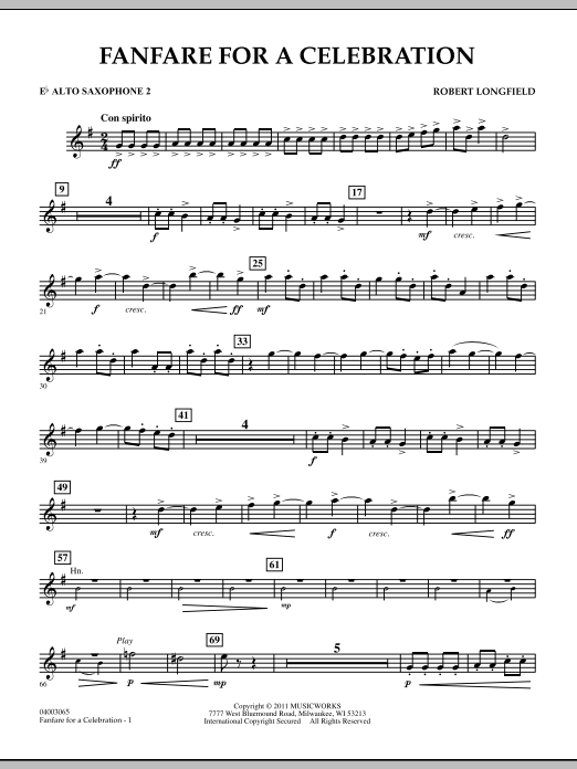 Produktgalerie: Seite 1 von 1 Fanfare For A Celebration - Eb Alto Saxophone 2, Robert Longfield, Ensemble