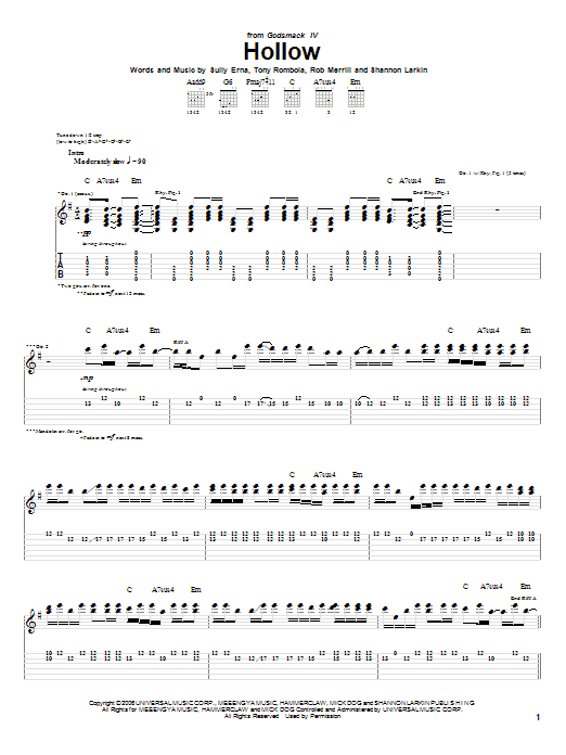 Produktgalerie: Seite 1 von 1 Hollow, Godsmack, Gitarre