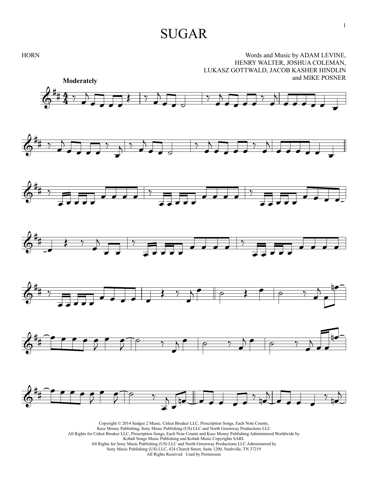 Produktgalerie: Seite 1 von 1 Sugar, Maroon 5, Horn