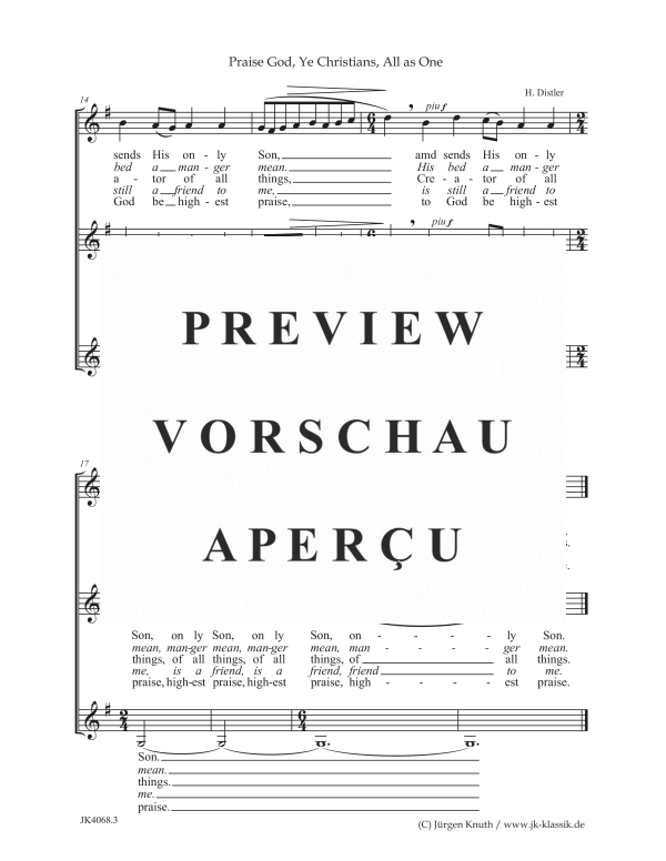 gallery: Praise God, Ye Christians, All as One (The Year Cycle, Op. 5 No. 10), , (Frauenchor SSA)