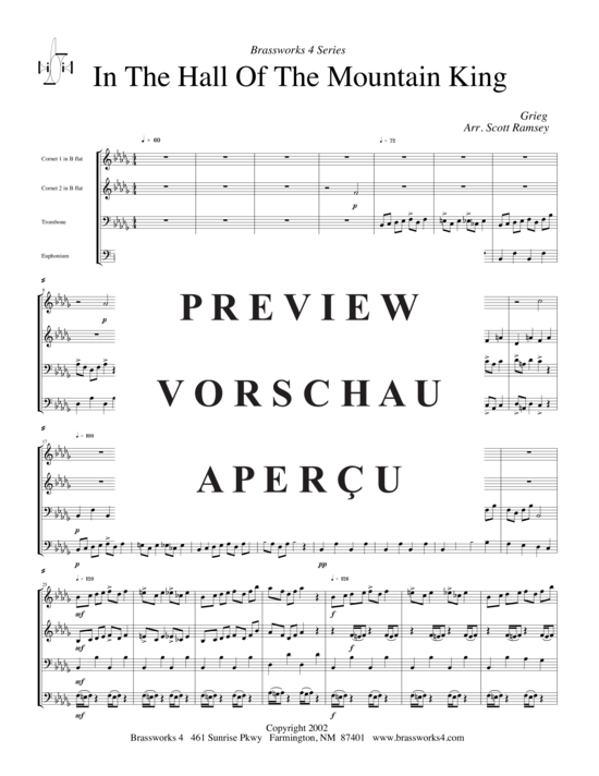 Produktgalerie: Seite 2 von 8 In der Halle des Bergkönigs, , (2xTrompete in B, Horn in F, Posaune)