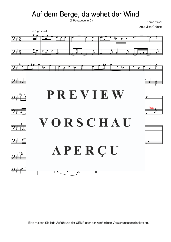 gallery: Deutsche Weihnachtslieder, , 15 Duette für 2 Posaunen oder Instrumente in C Bassschlüssel
