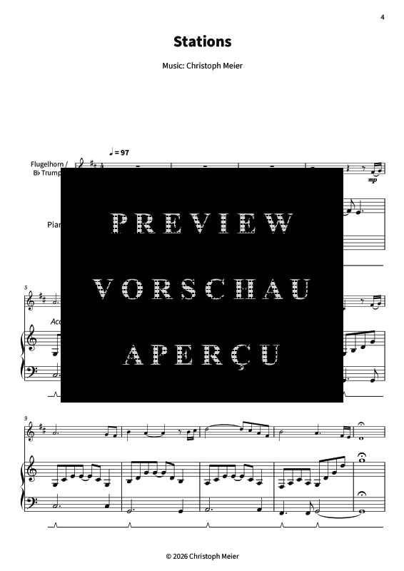 Produktgalerie: Seite 6 von 11 Stations - Gentle Melodies for Weddings, Church, and Other Occasions, , Trompete in B und Klavier