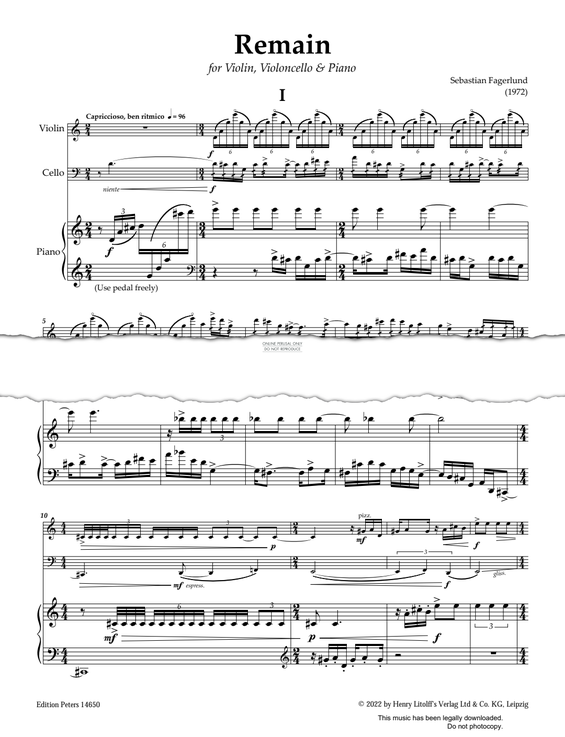 Produktgalerie: Seite 1 von 1 Remain, Sebastian Fagerlund, Klavier, Violine, Violoncello