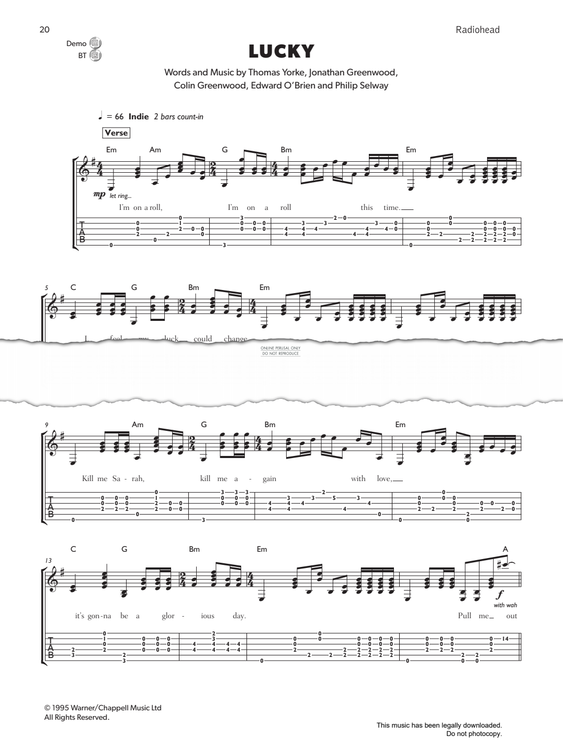 Produktgalerie: Seite 1 von 1 Lucky, Radiohead, Gitarre