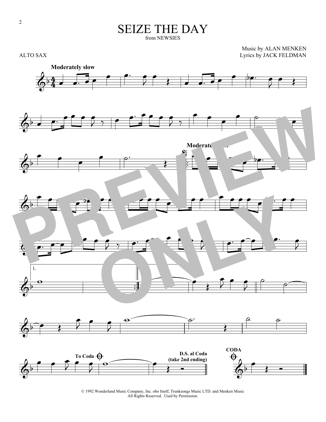Product gallery: Page 1 of 1 Seize The Day (from Newsies), Alan Menken & Jack Feldman