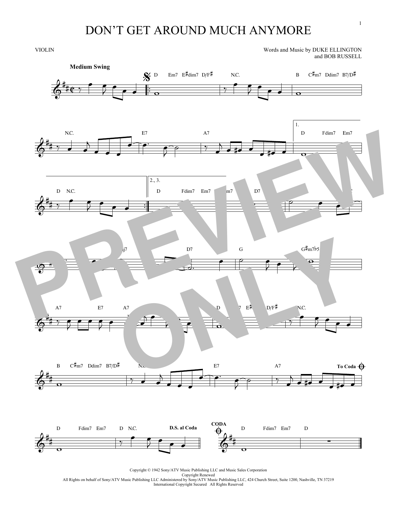 Product gallery: Page 1 of 1 Don't Get Around Much Anymore, Duke Ellington