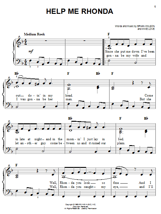 Produktgalerie: Seite 1 von 1 Help Me Rhonda, The Beach Boys, Klavier
