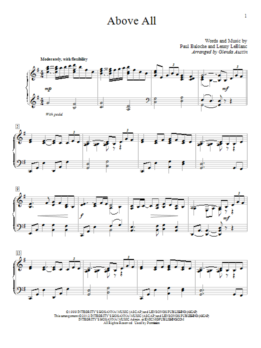 Product picture to: Above All (arr. Glenda Austin)