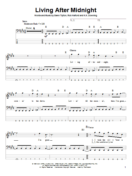 Produktgalerie: Seite 1 von 1 Living After Midnight, Judas Priest, E-Bass
