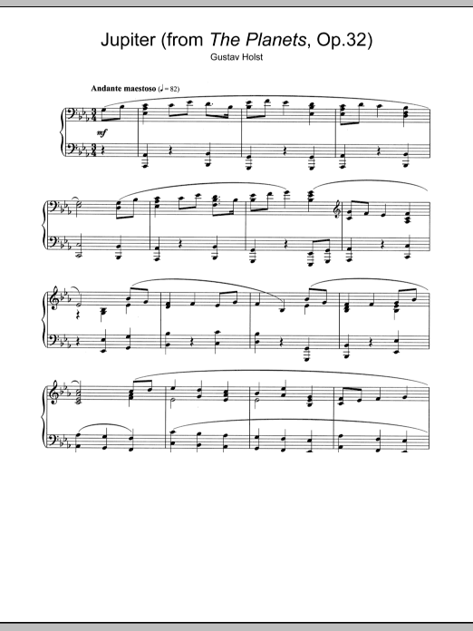 Product gallery: Page 1 of 1 Jupiter (from The Planets Op. 32), Gustav Holst
