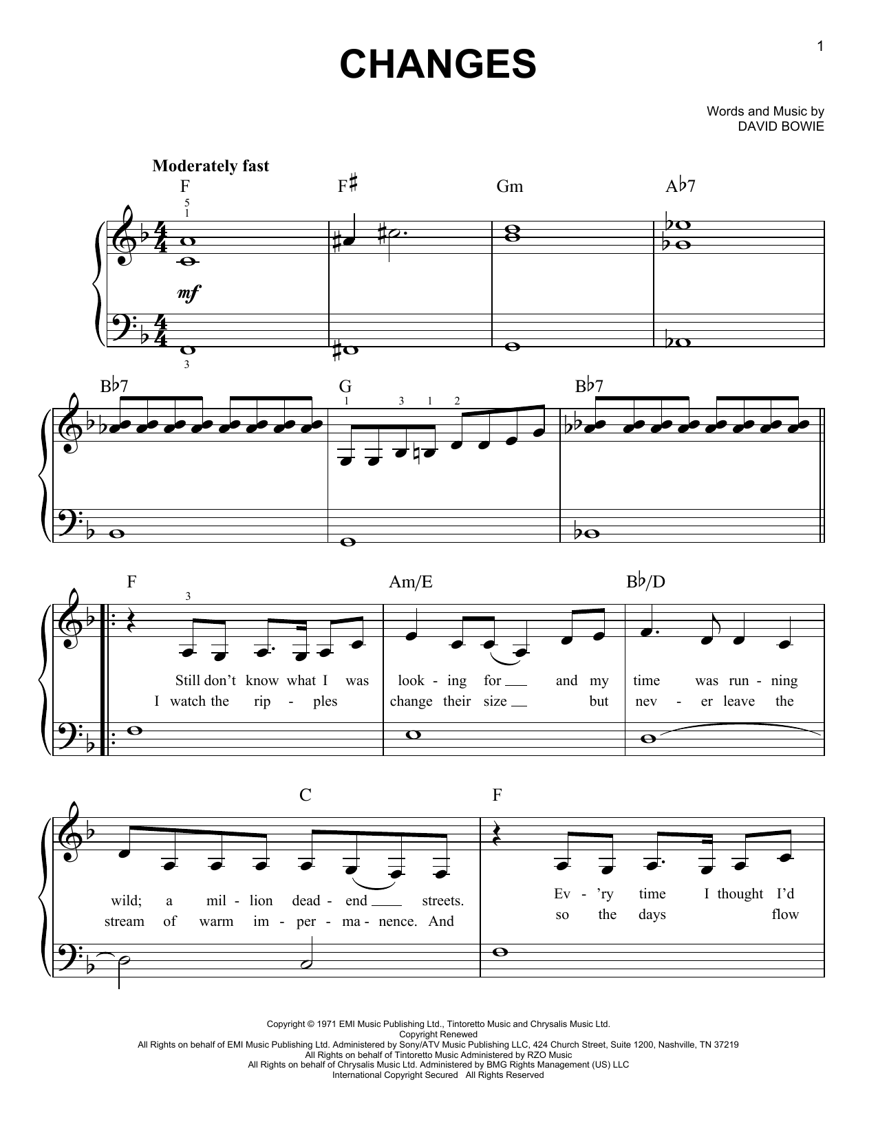 Produktgalerie: Seite 1 von 1 Changes, David Bowie, Klavier