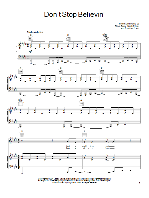 Produktgalerie: Seite 1 von 1 Don't Stop Believin', Journey, Gesang, Gitarre, Klavier