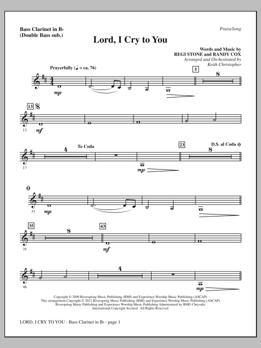 Produktgalerie: Seite 1 von 1 Lord, I Cry To You - Bass Clarinet (sub. dbl bass), Keith Christopher, Chor