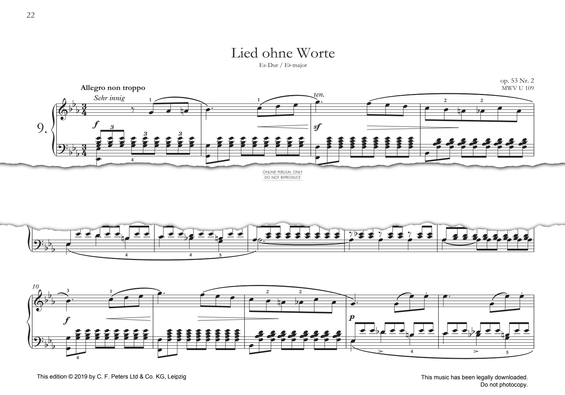 Produktgalerie: Seite 1 von 1 Lied ohne Worte in E-flat major, Felix Mendelssohn, Klavier