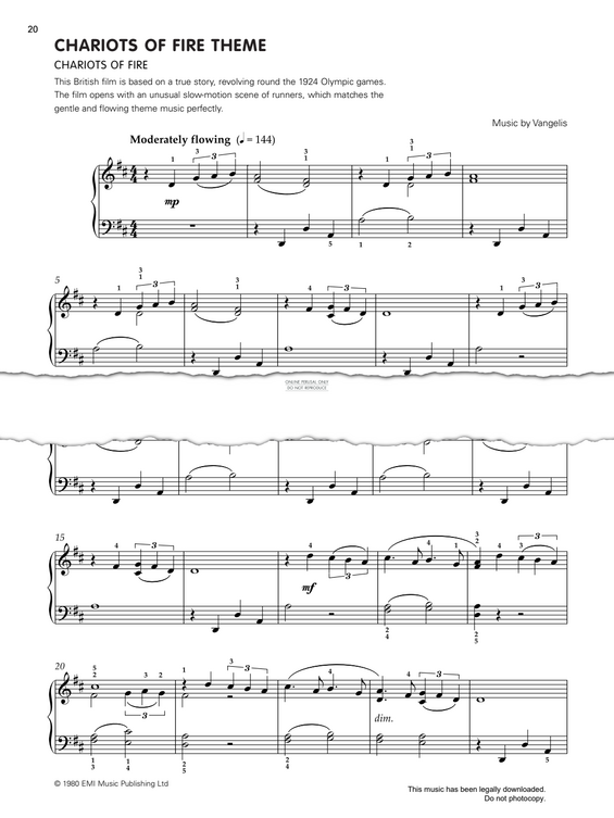 Produktgalerie: Seite 1 von 1 Chariots Of Fire, Vangelis, Klavier