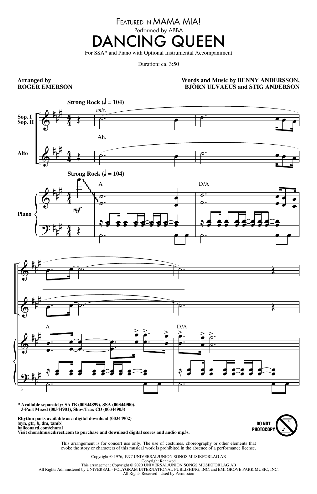 Produktgalerie: Seite 1 von 1 Dancing Queen (from Mamma Mia!) (arr. Roger Emerson), ABBA, Chor