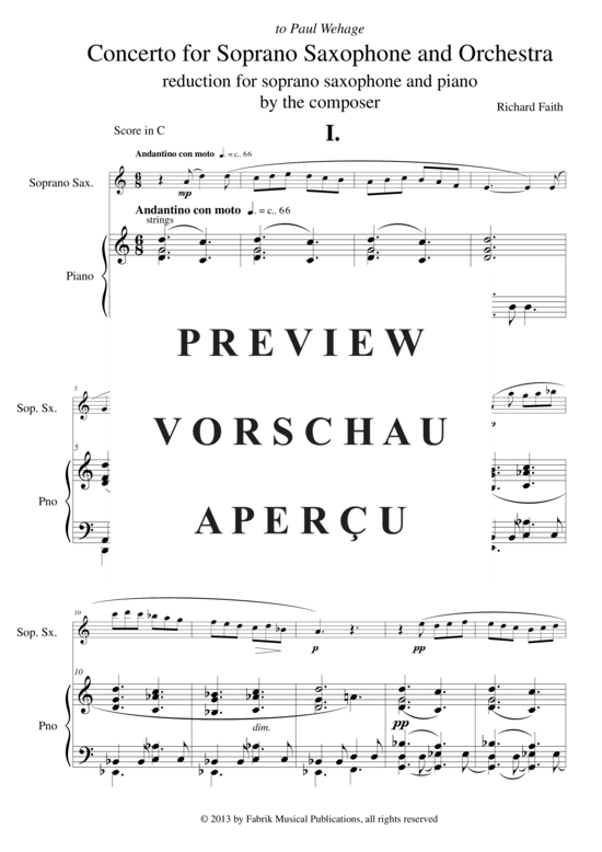 Product gallery: Page 3 of 21 Concerto für Sopran-Saxophon und Kammerorchester , , (soprano saxophone + piano)