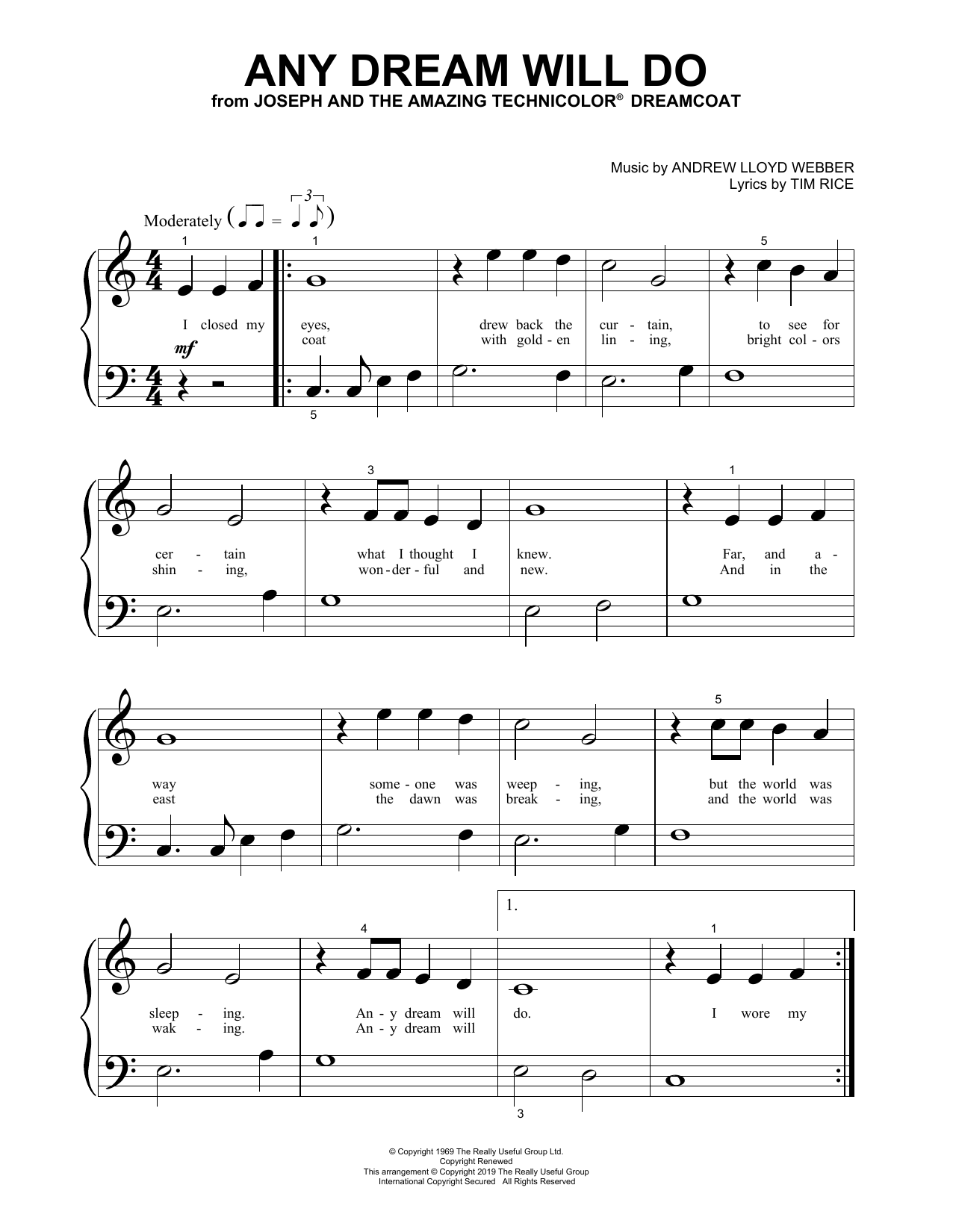 Produktgalerie: Seite 1 von 1 Any Dream Will Do (from Joseph And The Amazing Technicolor Dreamcoat), Andrew Lloyd Webber & Tim Rice, Klavier