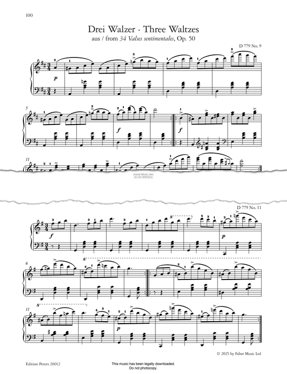 Produktgalerie: Seite 1 von 1 Three Waltzes, Op. 50, D 779, Franz Schubert, Klavier