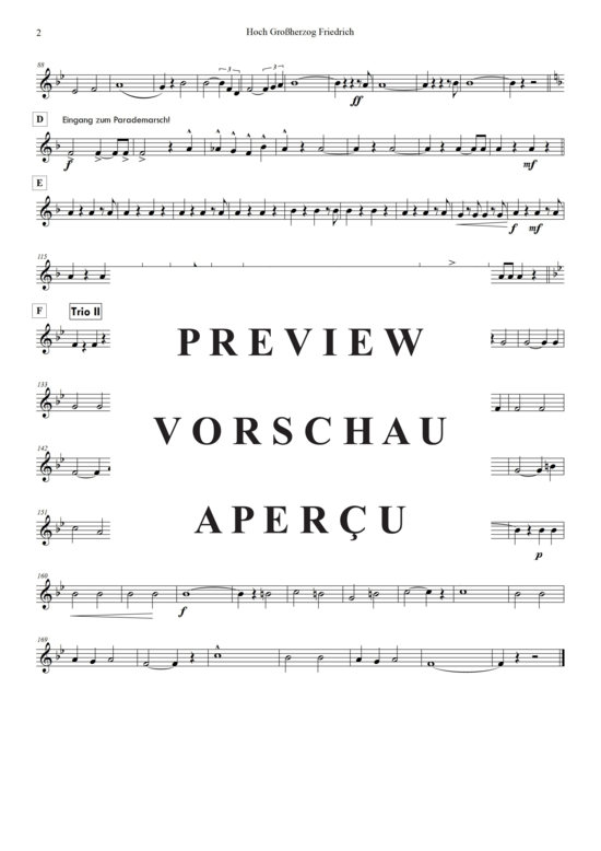 Produktgalerie: Seite 21 von 21 Hoch! Großherzog Friedrich , Blasorchester Fatamo, (Blechbläser Quintett - flexible Besetzung + Schlagzeug)