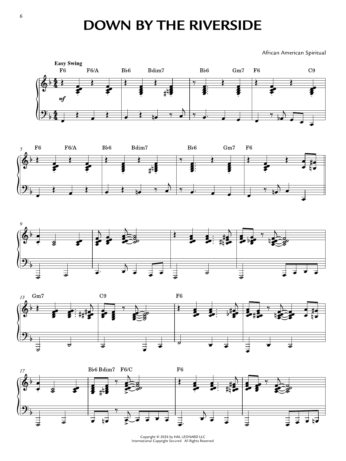 Produktgalerie: Seite 1 von 1 Down By The Riverside [Jazz version] (arr. Brent Edstrom), African American Spiritual, Klavier