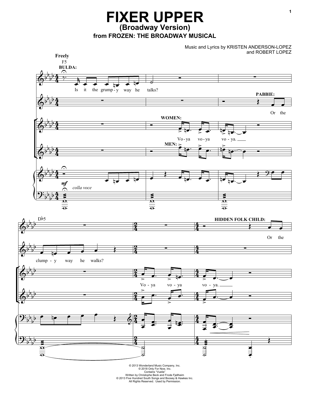 Produktbild zu: Fixer Upper (from Frozen: The Broadway Musical)