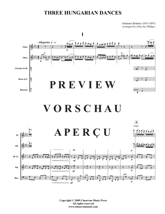 Produktgalerie: Seite 2 von 21 Drei ungarische Tänze , , (Holzbläser-Quintett)