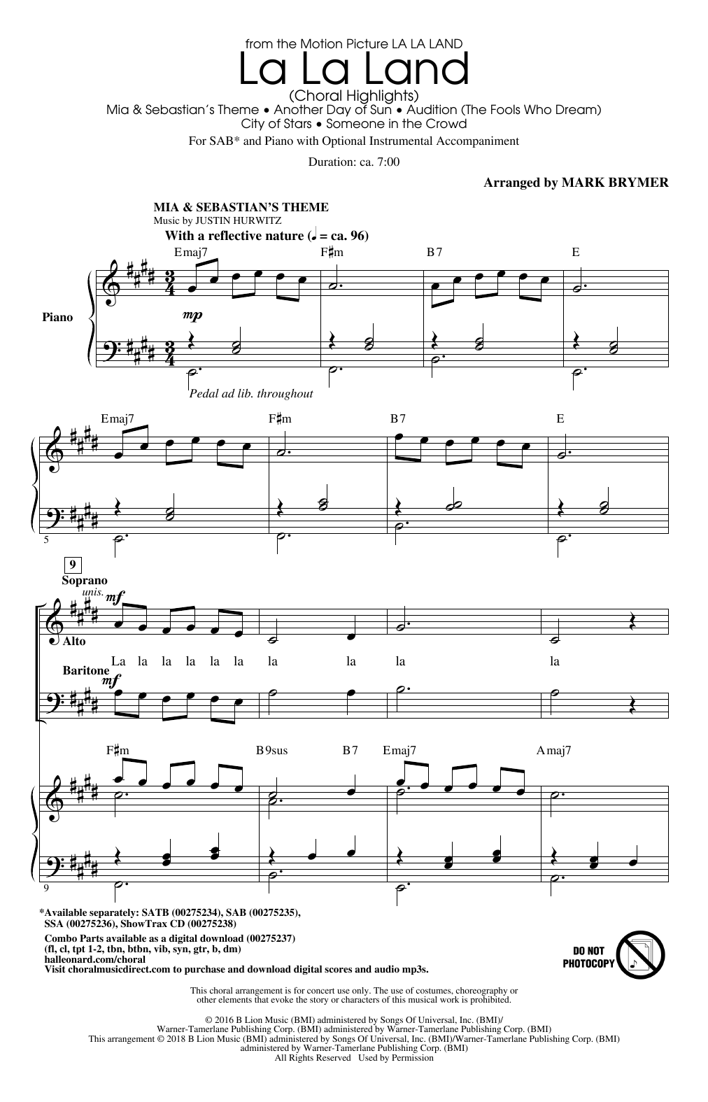 Product picture to: La La Land: Choral Highlights (arr. Mark Brymer)