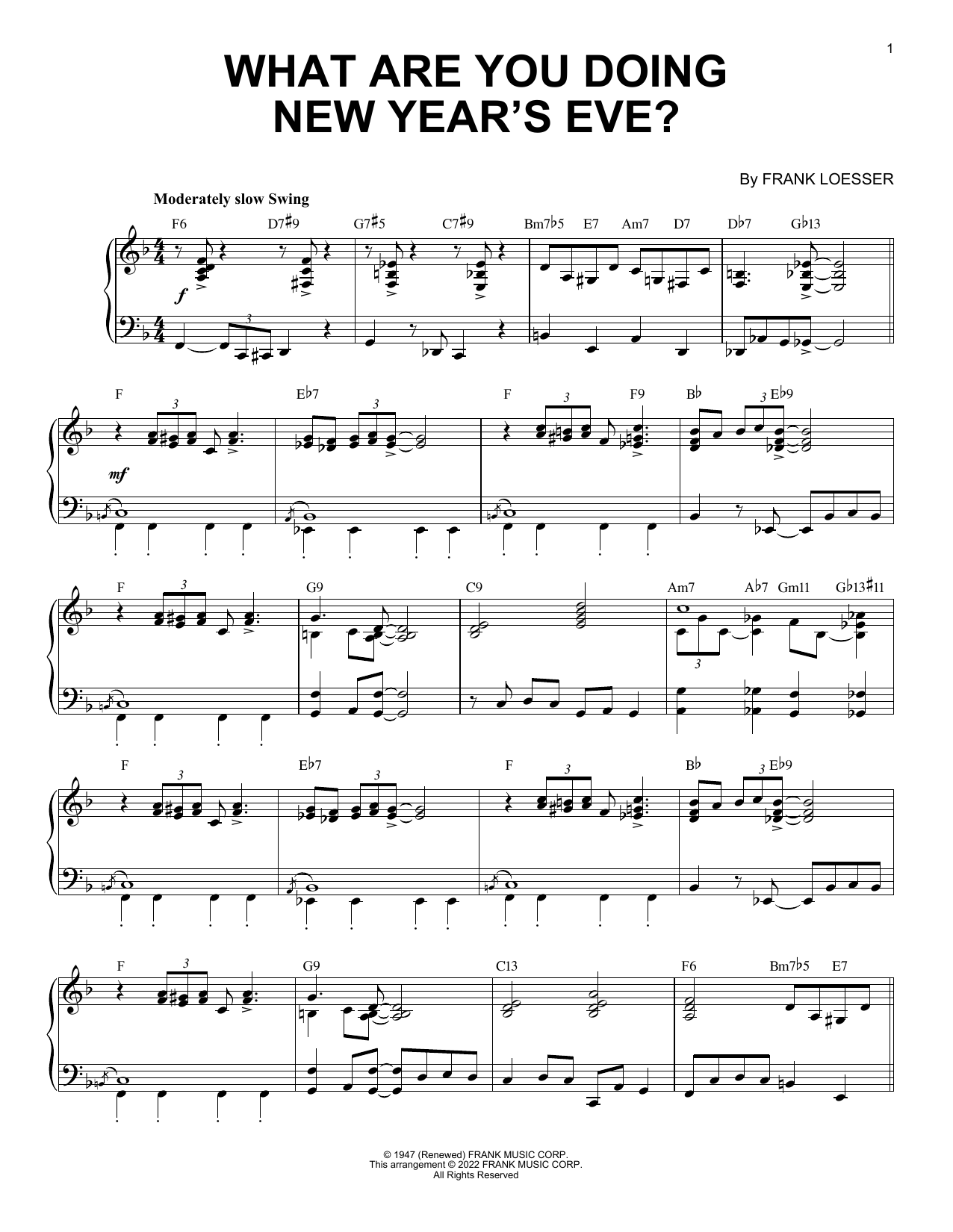Product picture to: What Are You Doing New Year's Eve? [Jazz version] (arr. Brent Edstrom)