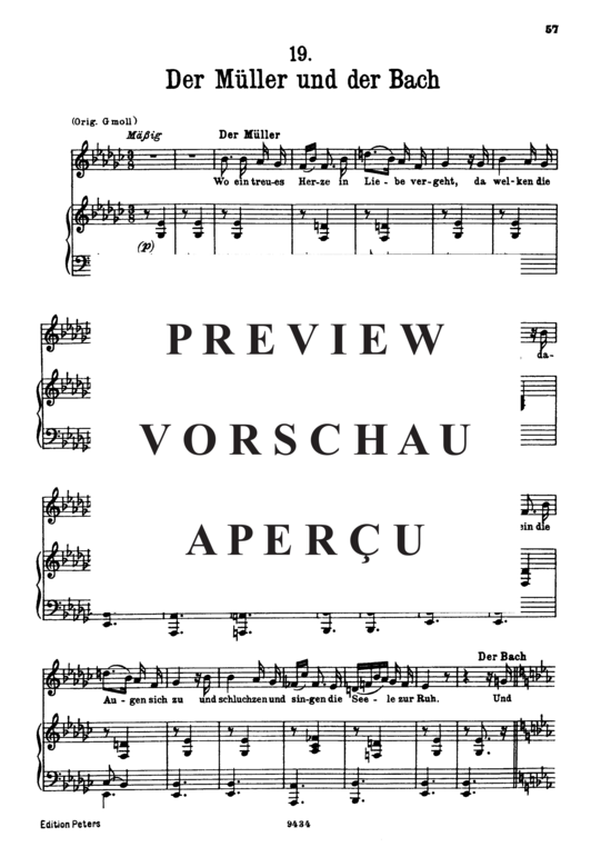 Product gallery: Page 2 of 4 Der Müller und der Bach, D.795-19 (Die Schöne Müllerin), , Low Voice and Piano