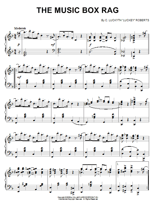 Product gallery: Page 1 of 1 The Music Box Rag, C. Luckyth "Luckey" Roberts