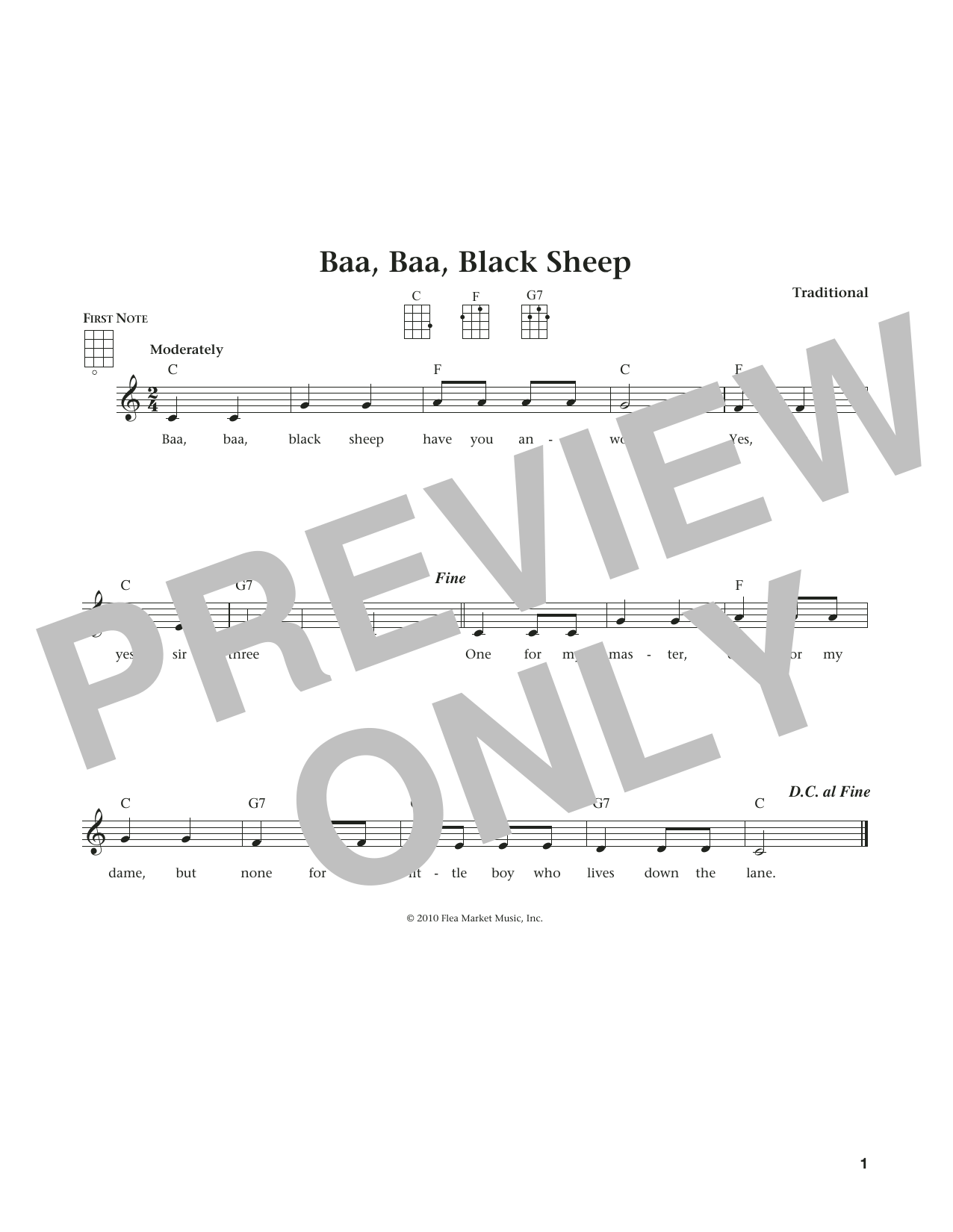 Product gallery: Page 1 of 1 Baa Baa Black Sheep (from The Daily Ukulele) (arr. Liz and Jim Beloff), Traditional
