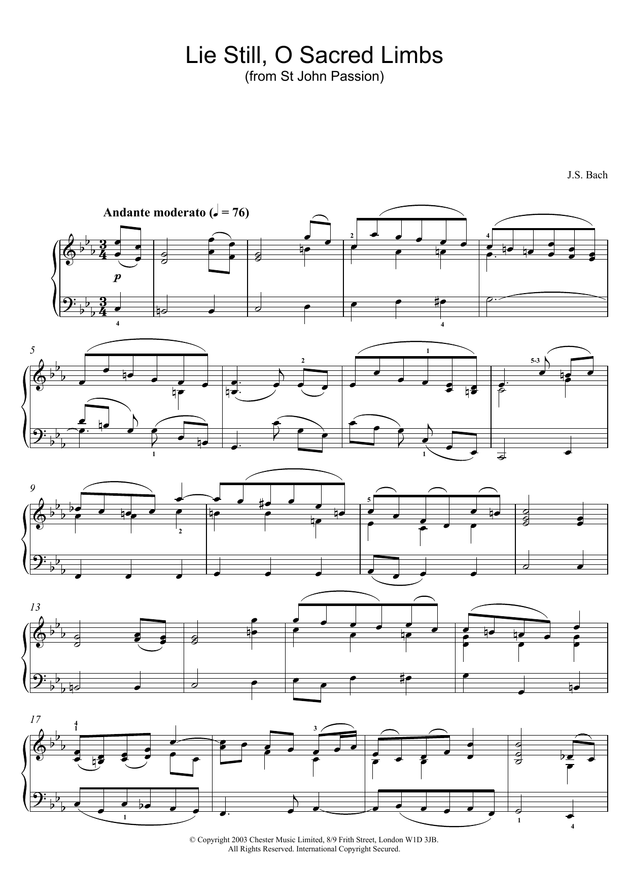 Produktgalerie: Seite 1 von 1 Lie Still, O Sacred Limbs (from St John Passion), Johann Sebastian Bach, Klavier