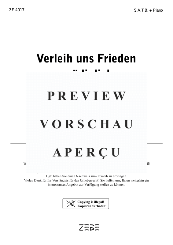 gallery: Verleih uns Frieden gnädiglich EG 421 / GL 475, , Gemischter Chor und Klavier
