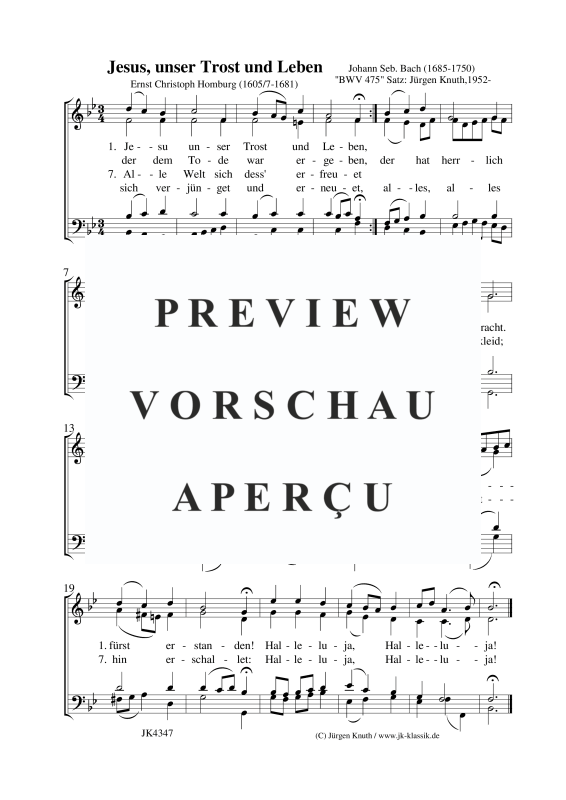 Produktbild zu: Jesus, unser Trost und Leben BWV 475Johann Sebastian Bach