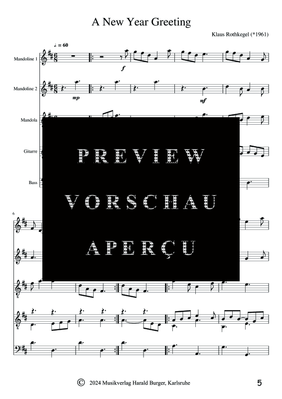 gallery: A New Year Greeting (Partitur), , Zupfensemble